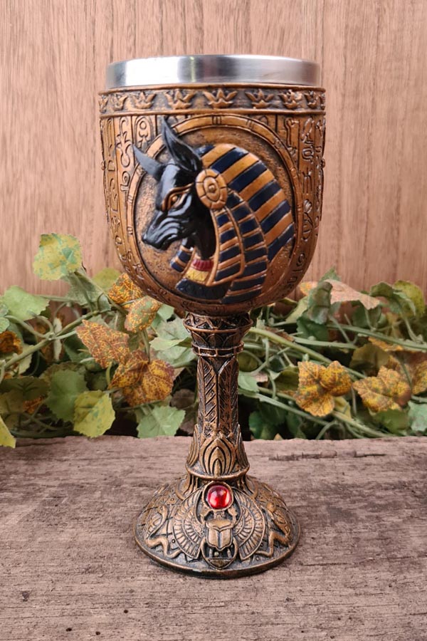 Egyptian Goblet Anubis - hand-painted