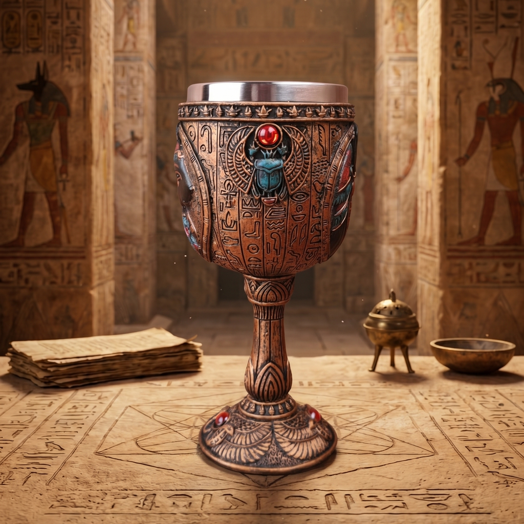 Egyptian Goblet Bastet - hand-painted
