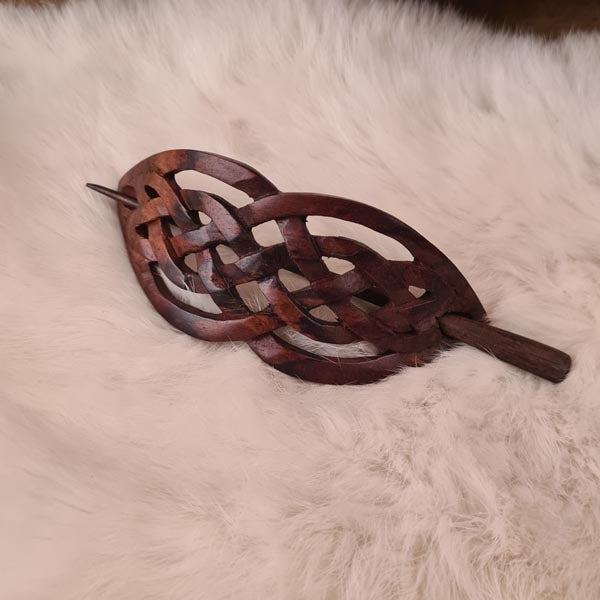Celtic Knot Hair Clip Made of Wood - Hand-Carved