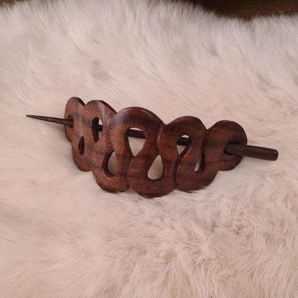 Snake hair clip made of wood - hand-carved
