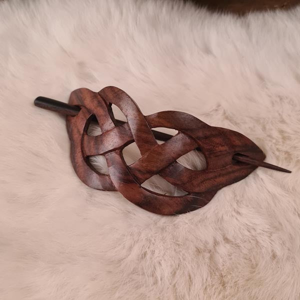 Celtic Wooden Hair Clip - hand-carved