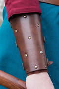 LARP Buffalo Leather Bracers with Rivets (Pair)