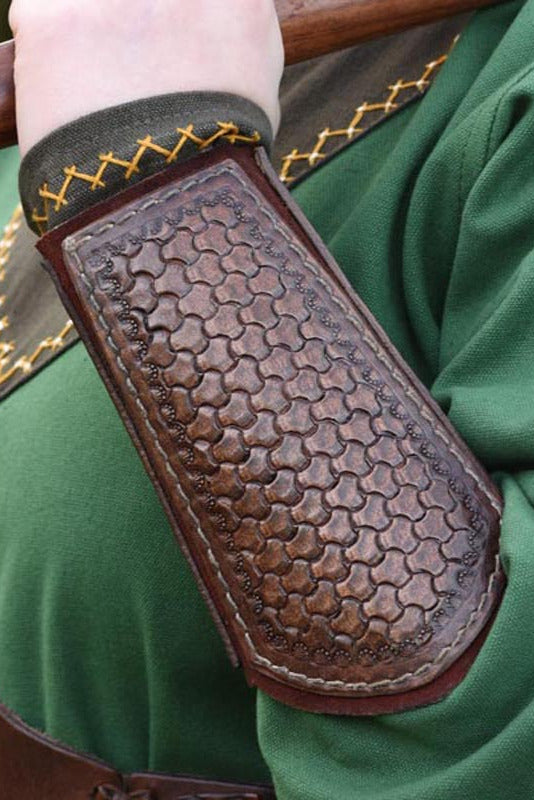 LARP Bracers Pair with Embossing made of Buffalo Leather