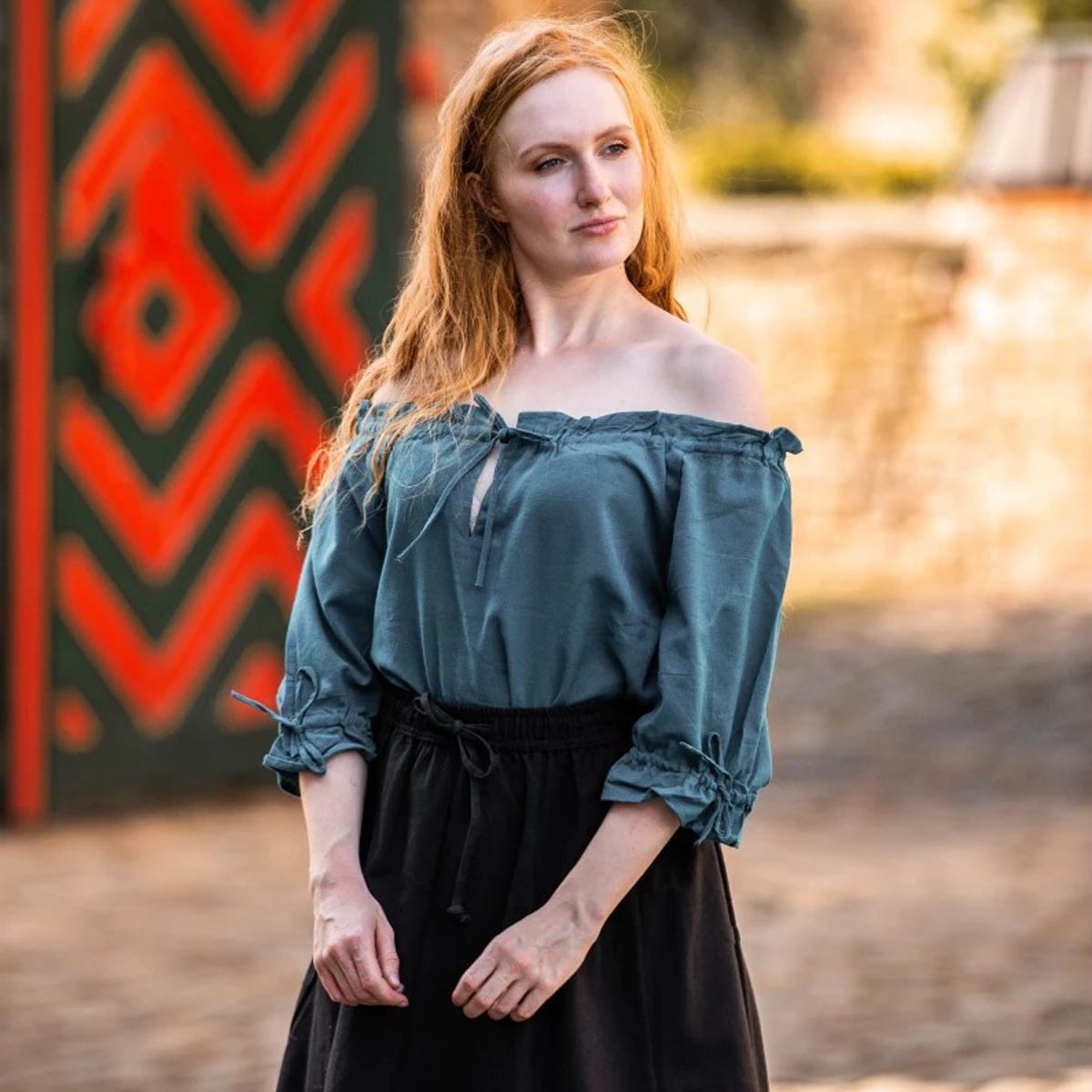 LARP Short-Sleeved Blouse with Lacing