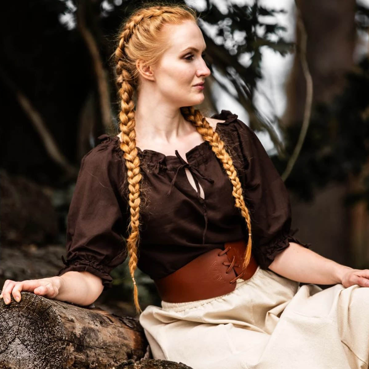 LARP Short-Sleeved Blouse with Lacing