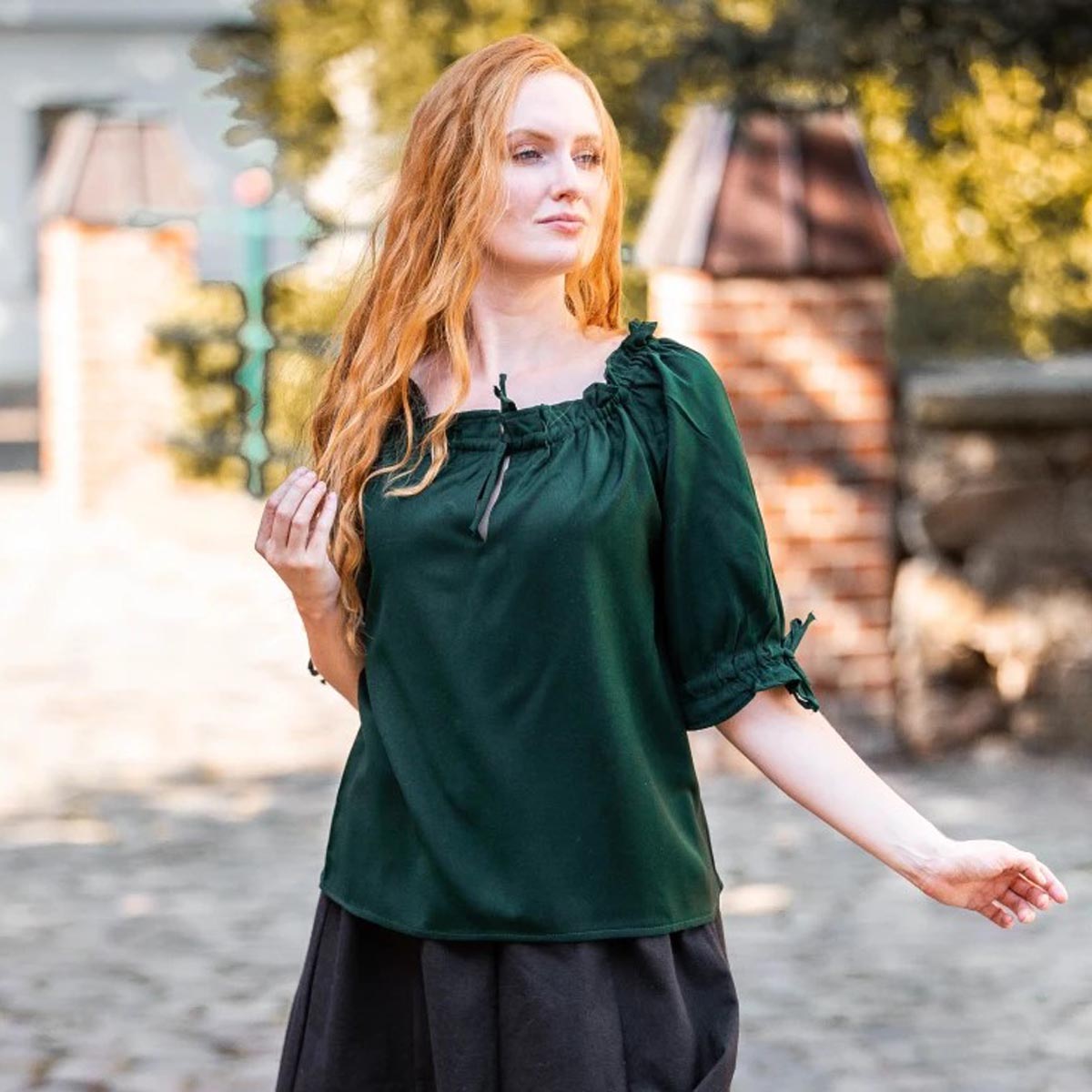 LARP Short-Sleeved Blouse with Lacing
