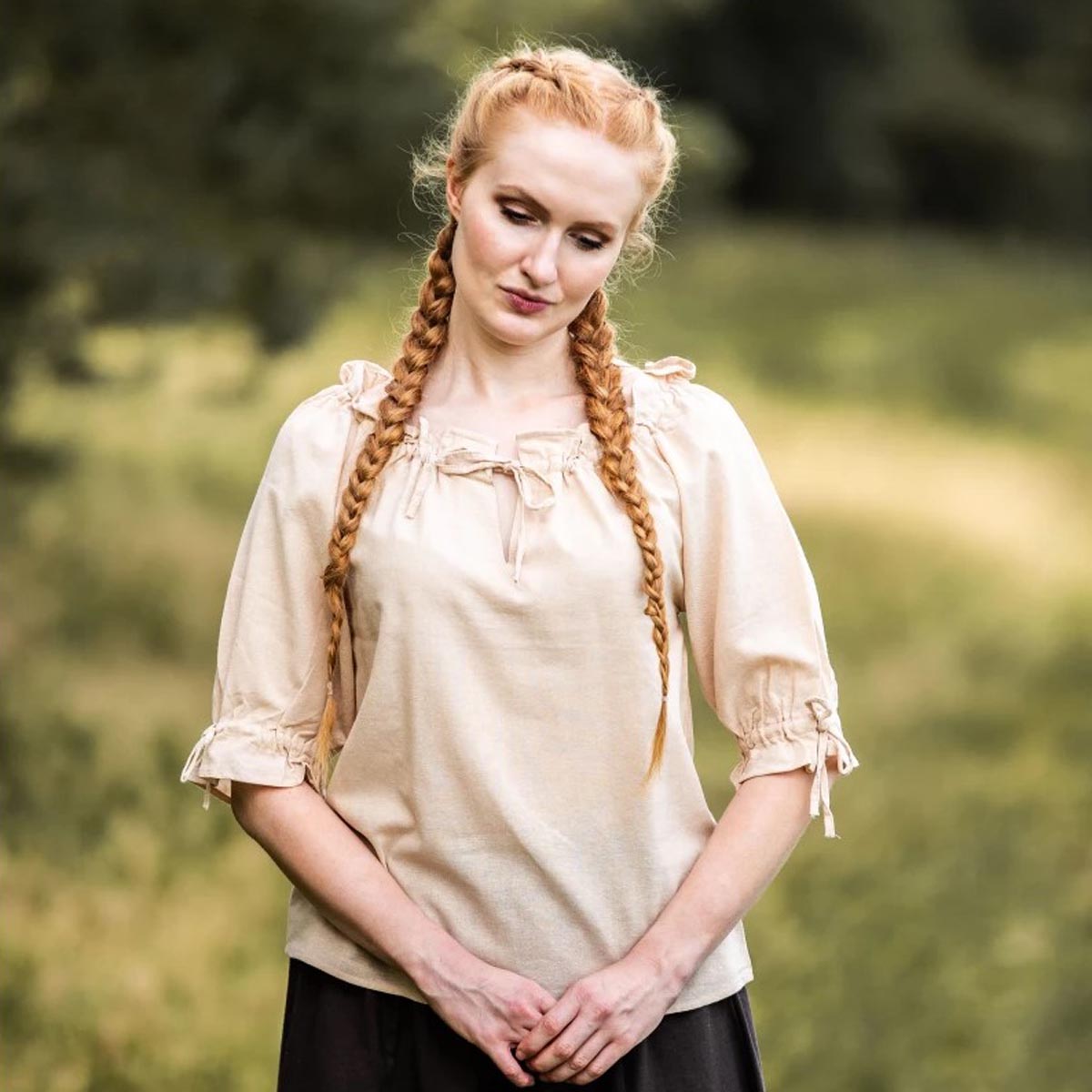LARP Short-Sleeved Blouse with Lacing