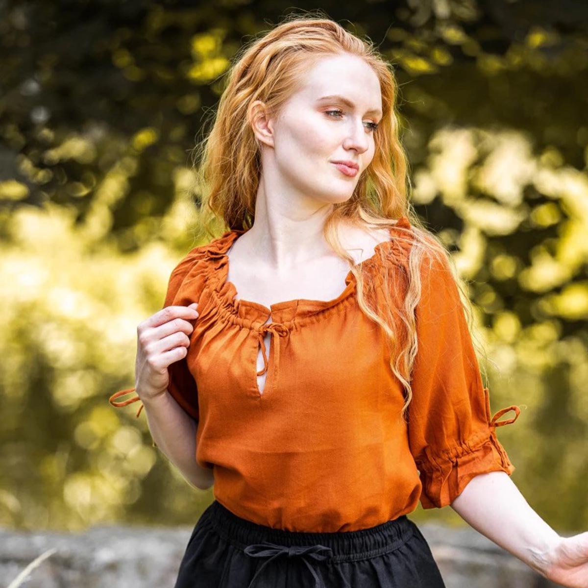 LARP Short-Sleeved Blouse with Lacing