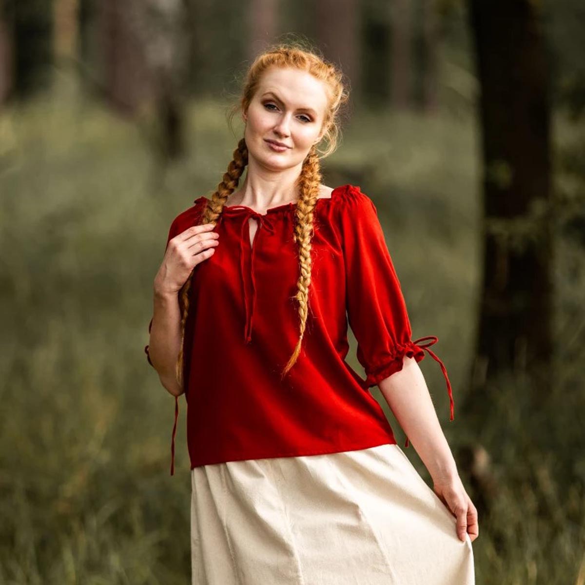 LARP Short-Sleeved Blouse with Lacing