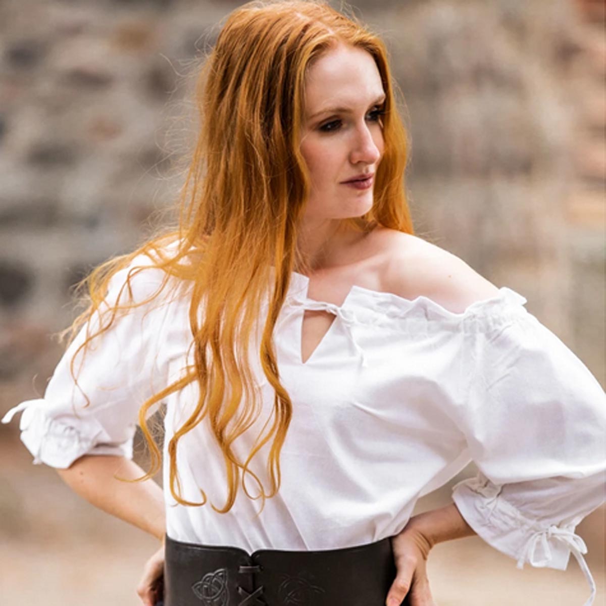LARP Short-Sleeved Blouse with Lacing