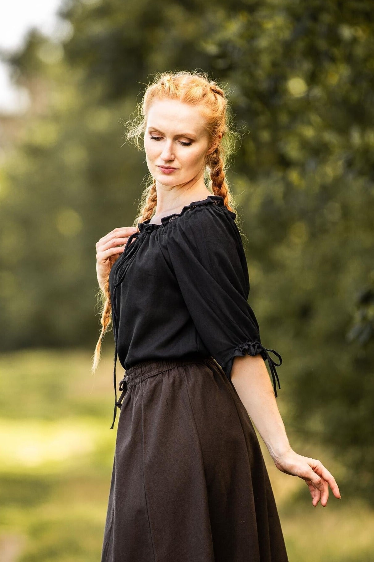 LARP Bluse kurzarm mit Schnürung