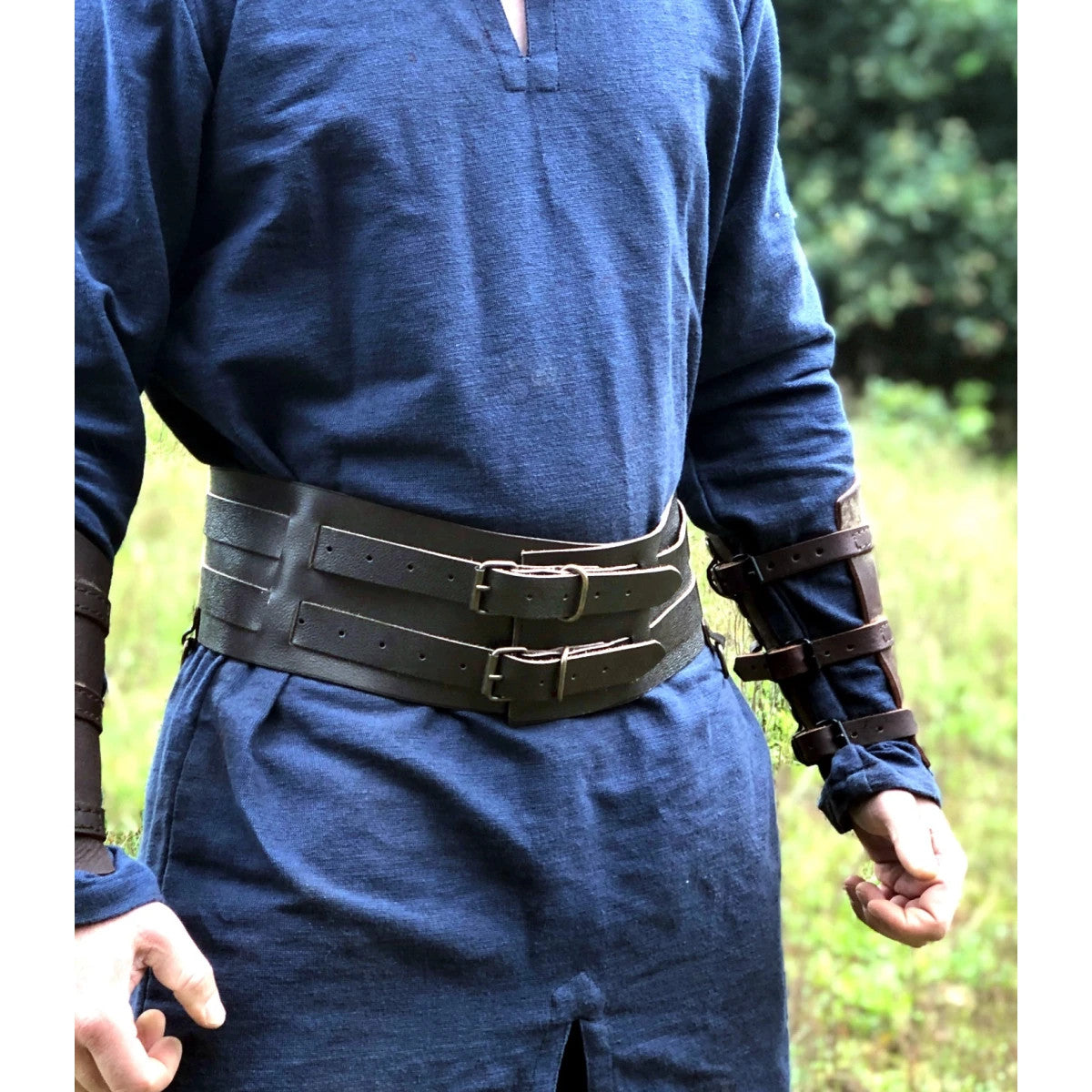 Double Belt Adventurer made of brown leather