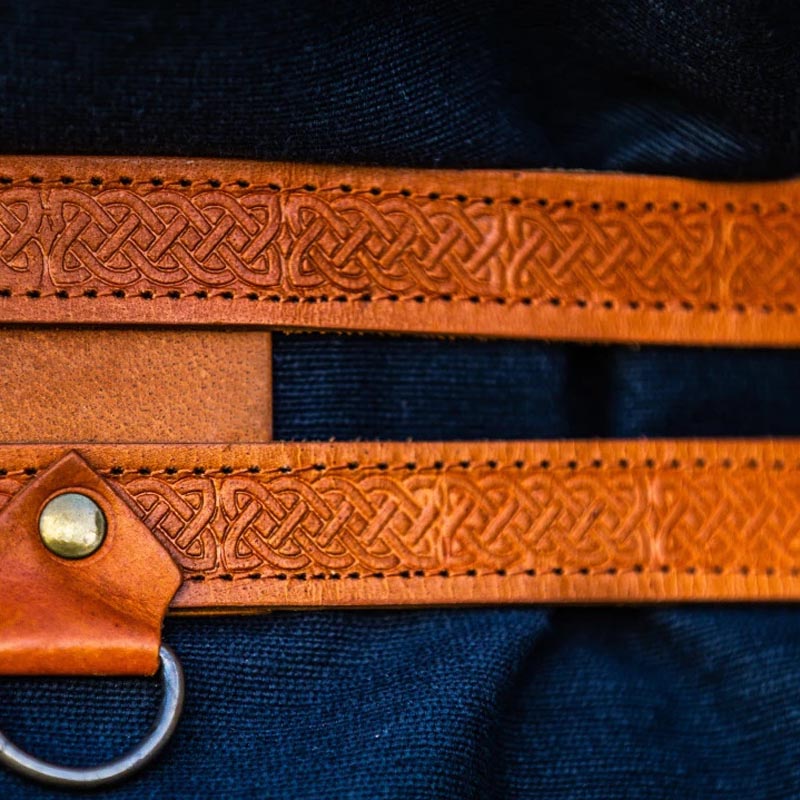 LARP Double Belt Norse Embossed Leather