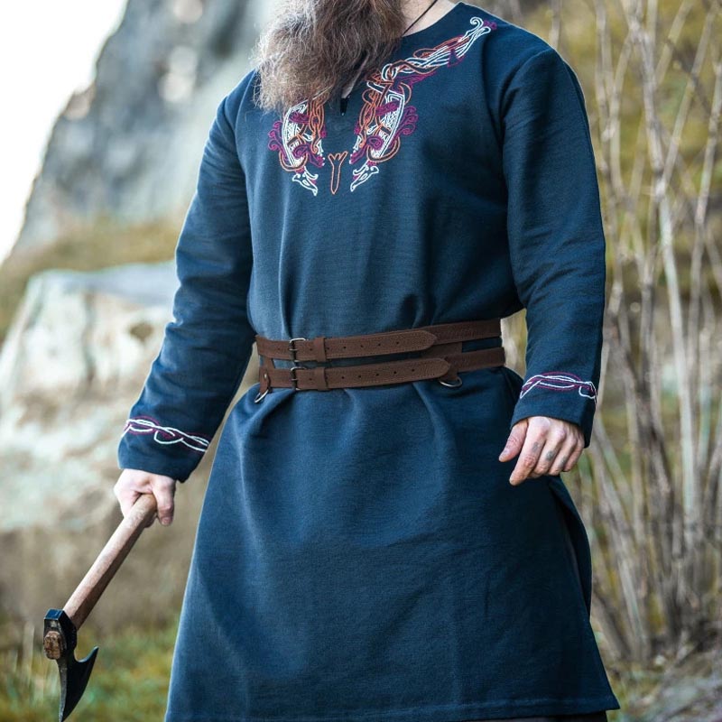 LARP Double Belt Norse Embossed Leather