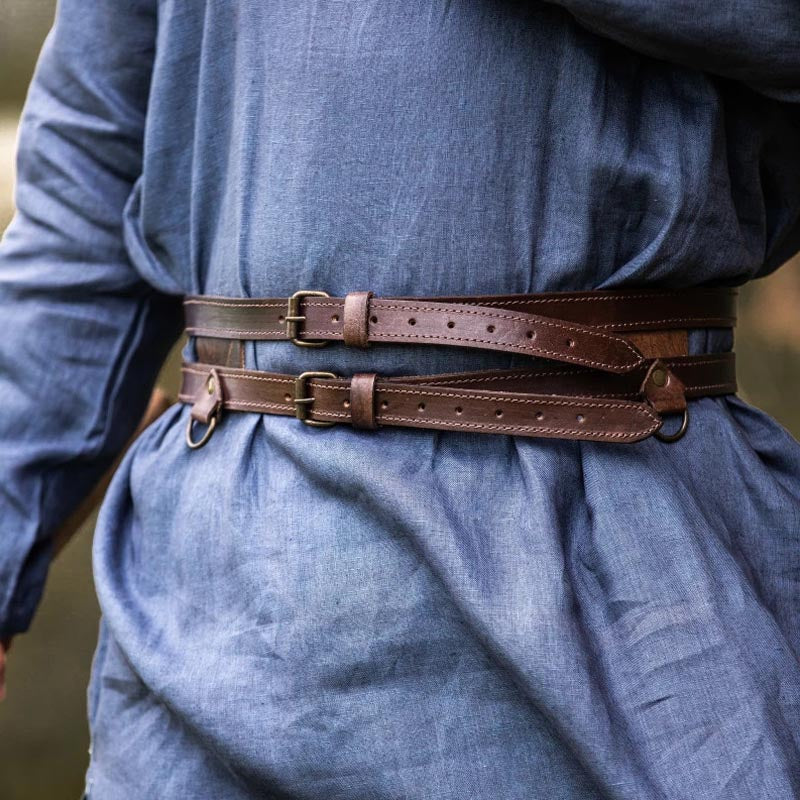 LARP Double Belt Norseman made of Leather