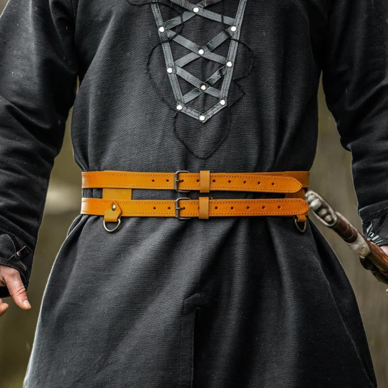 LARP Double Belt Norseman made of Leather