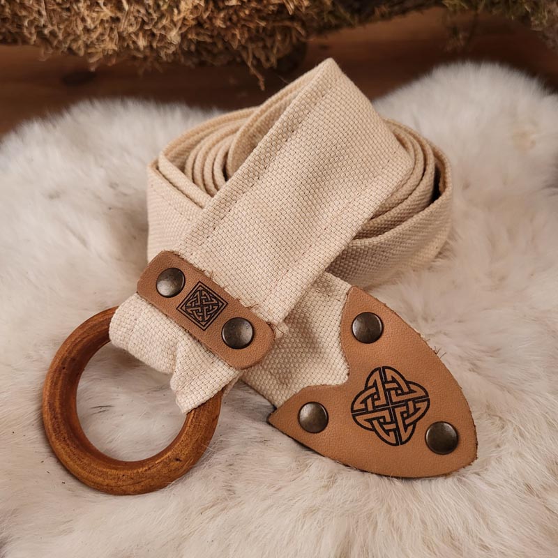 LARP Ring Belt with Leather Appliqué made of Cotton