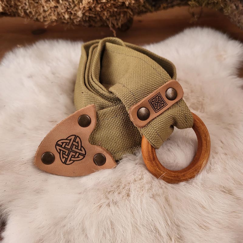 LARP Ring Belt with Leather Appliqué made of Cotton