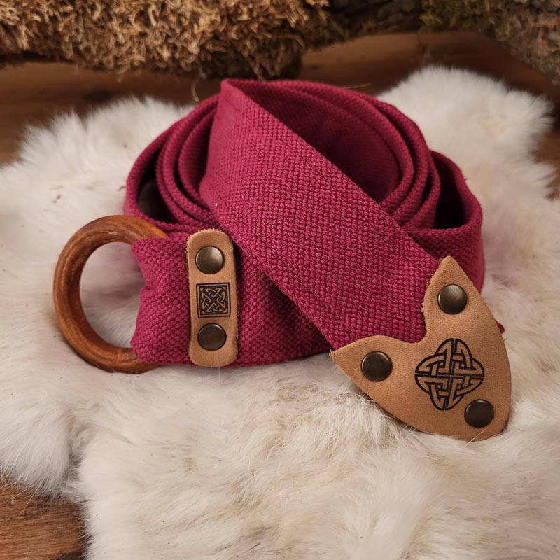 LARP Ring Belt with Leather Appliqué made of Cotton
