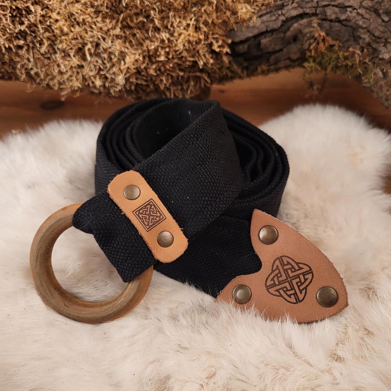 LARP Ring Belt with Leather Appliqué made of Cotton