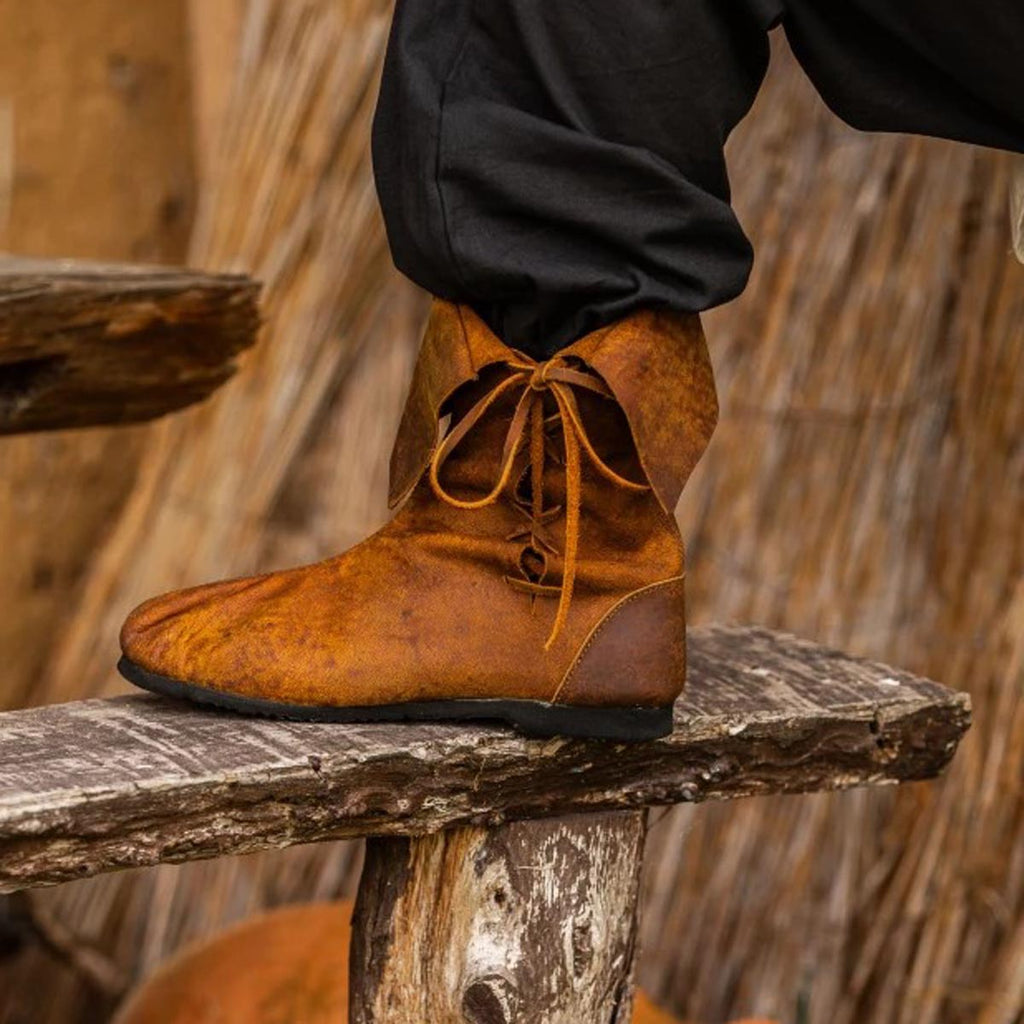 LARP Ankle Boots with Gaiter in Brown Nubuck Leather