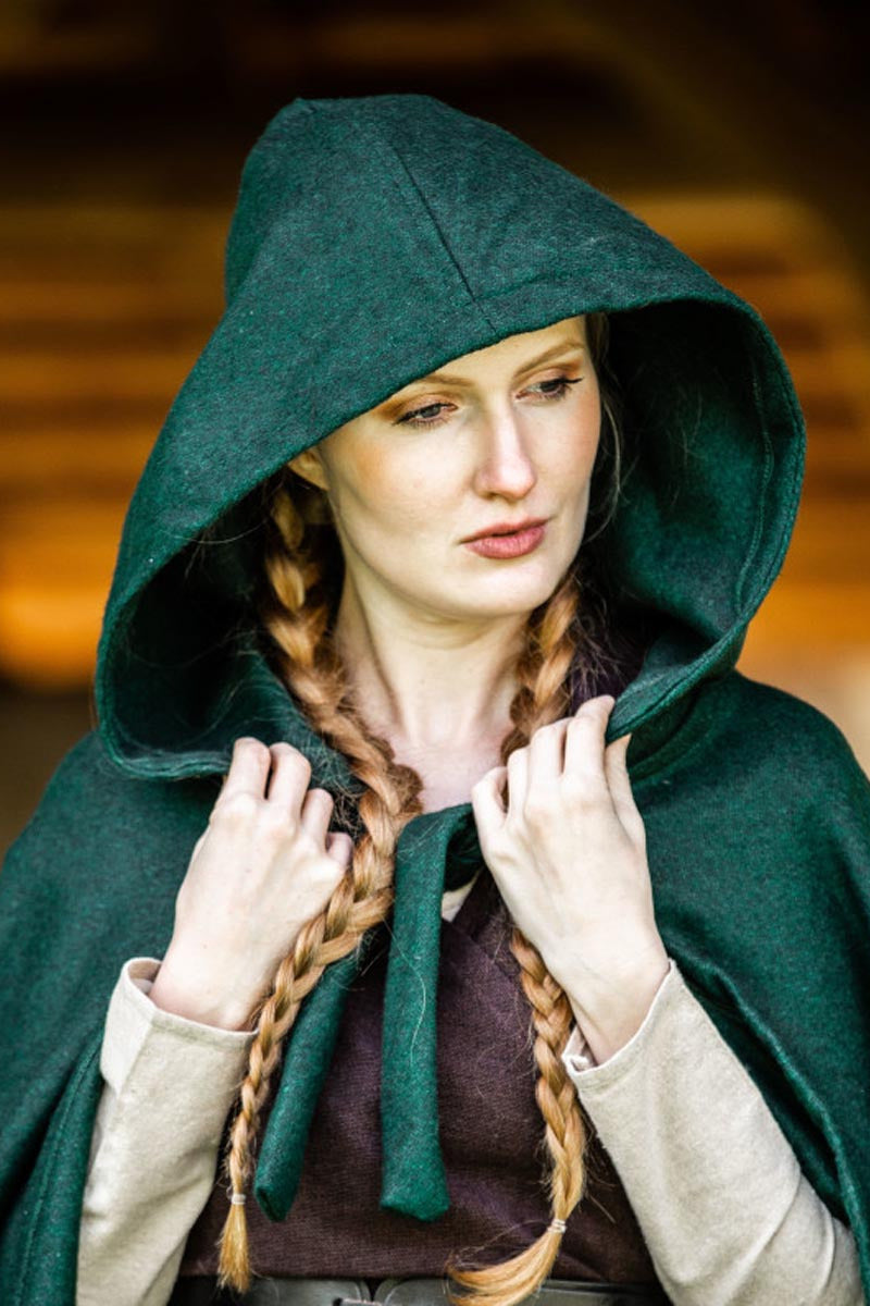 LARP Umhang mit langer Kapuze aus Wolle