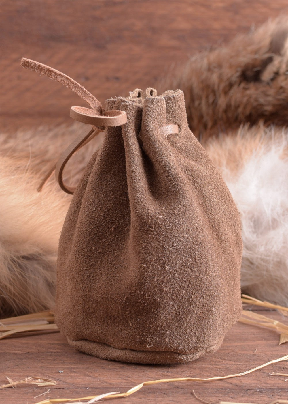 Leather Pouch with Flat Base for Medieval & LARP