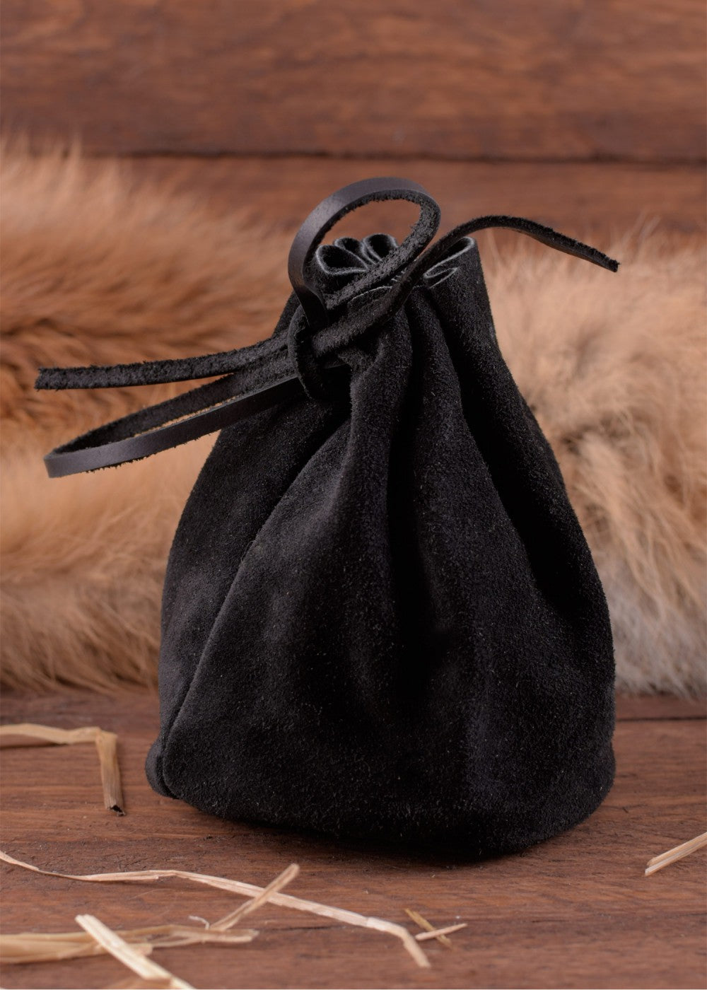 Leather Pouch with Flat Base for Medieval & LARP