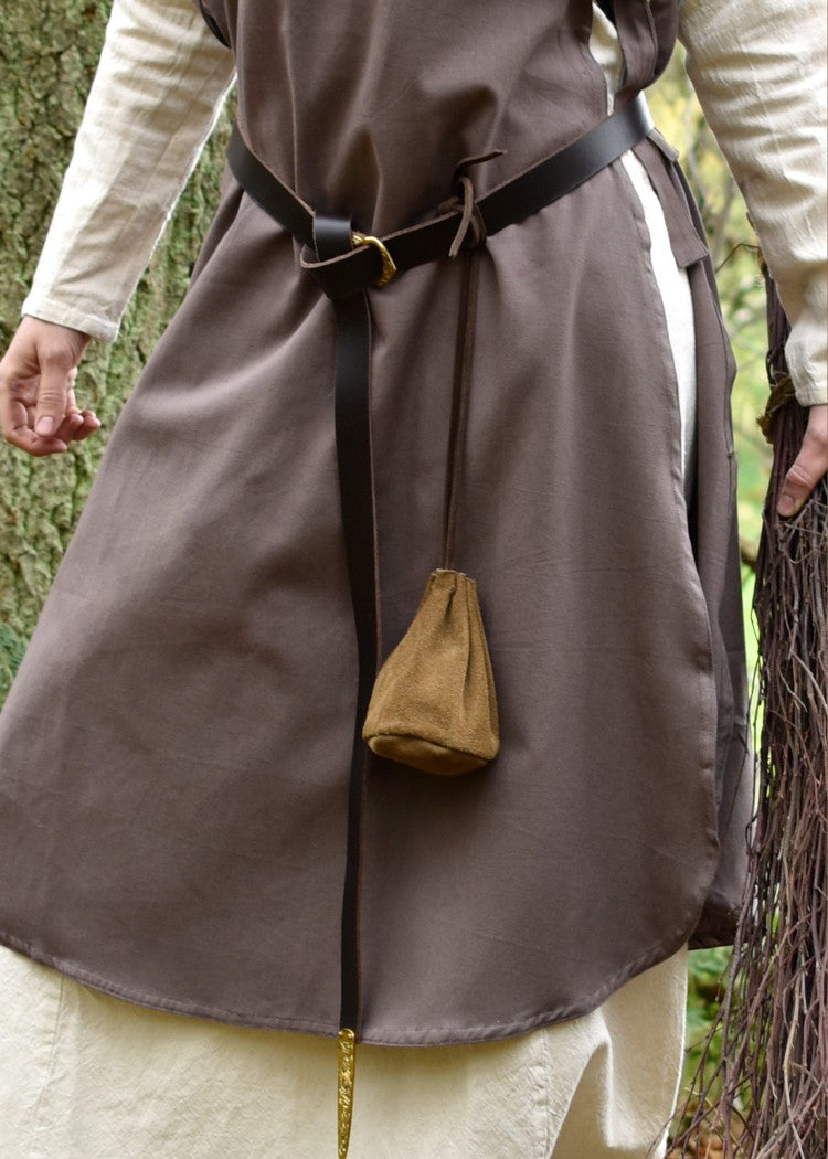 Leather Pouch with Flat Base for Medieval & LARP