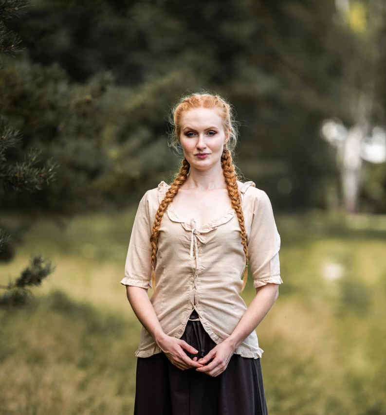 Mittelalter Bluse mit Rüschen kurzarm