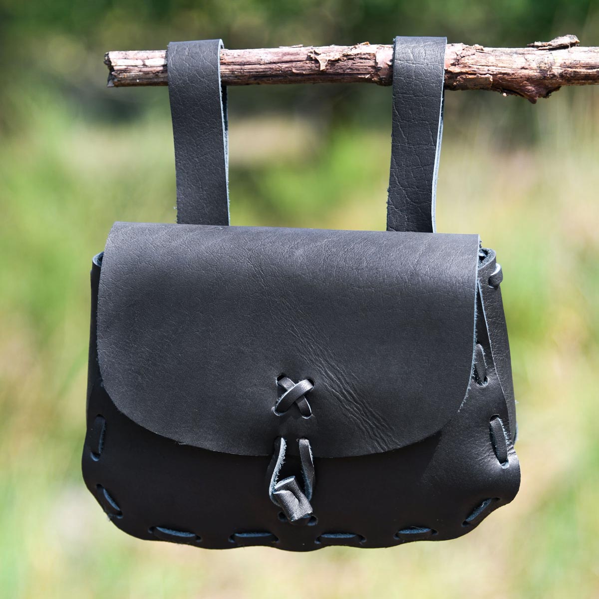 Mittelalter Gürteltasche mit Lederknopf aus Leder