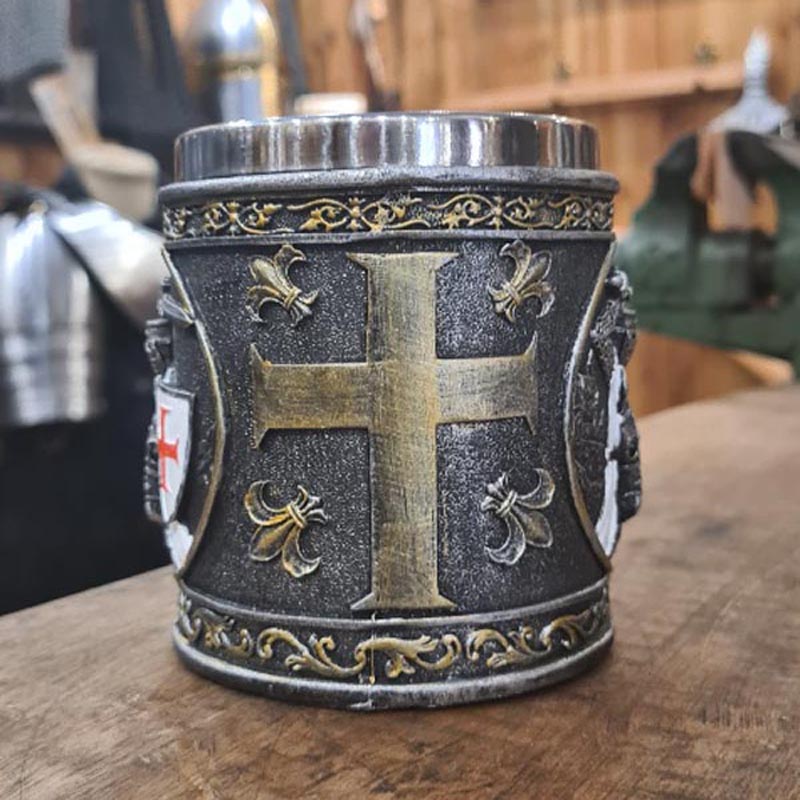 Mittelalter Krug Templer mit Edelstahleinsatz - Dekoration