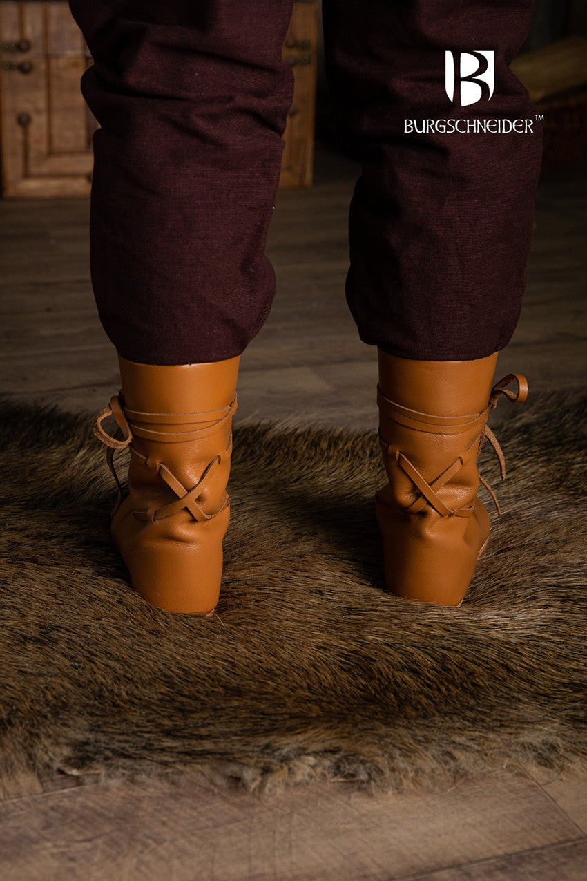Mittelalterlicher Halbstiefel Leonard mit Schnürung & Ledersohle