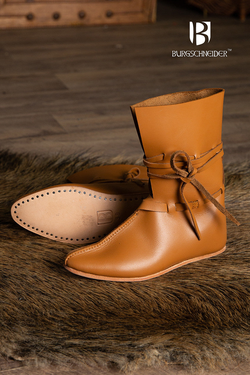 Mittelalterlicher Halbstiefel Leonard mit Schnürung & Ledersohle