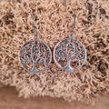 Tree of Life Dangle Earrings in Silver-Plated Bronze