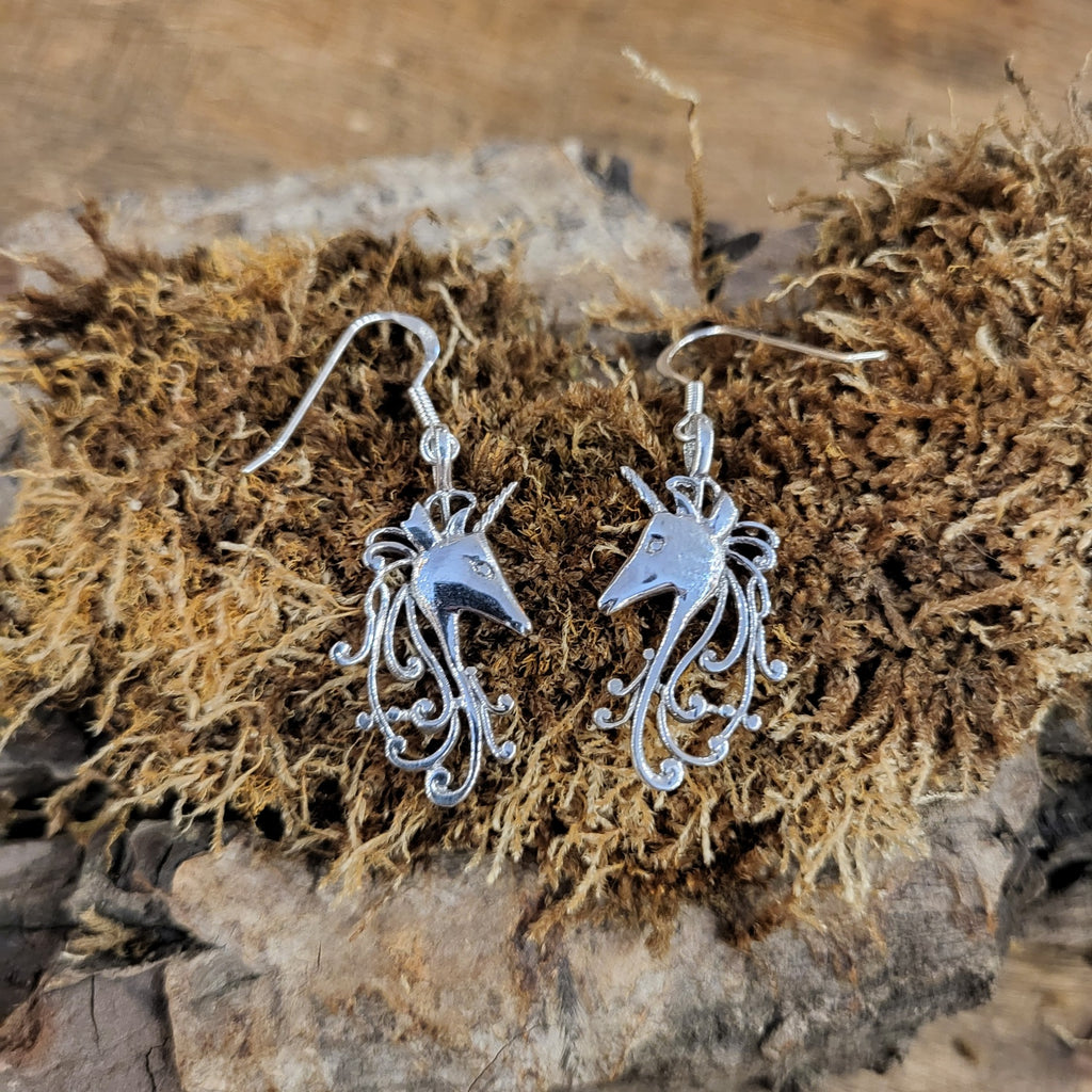 Silver Unicorn Earrings