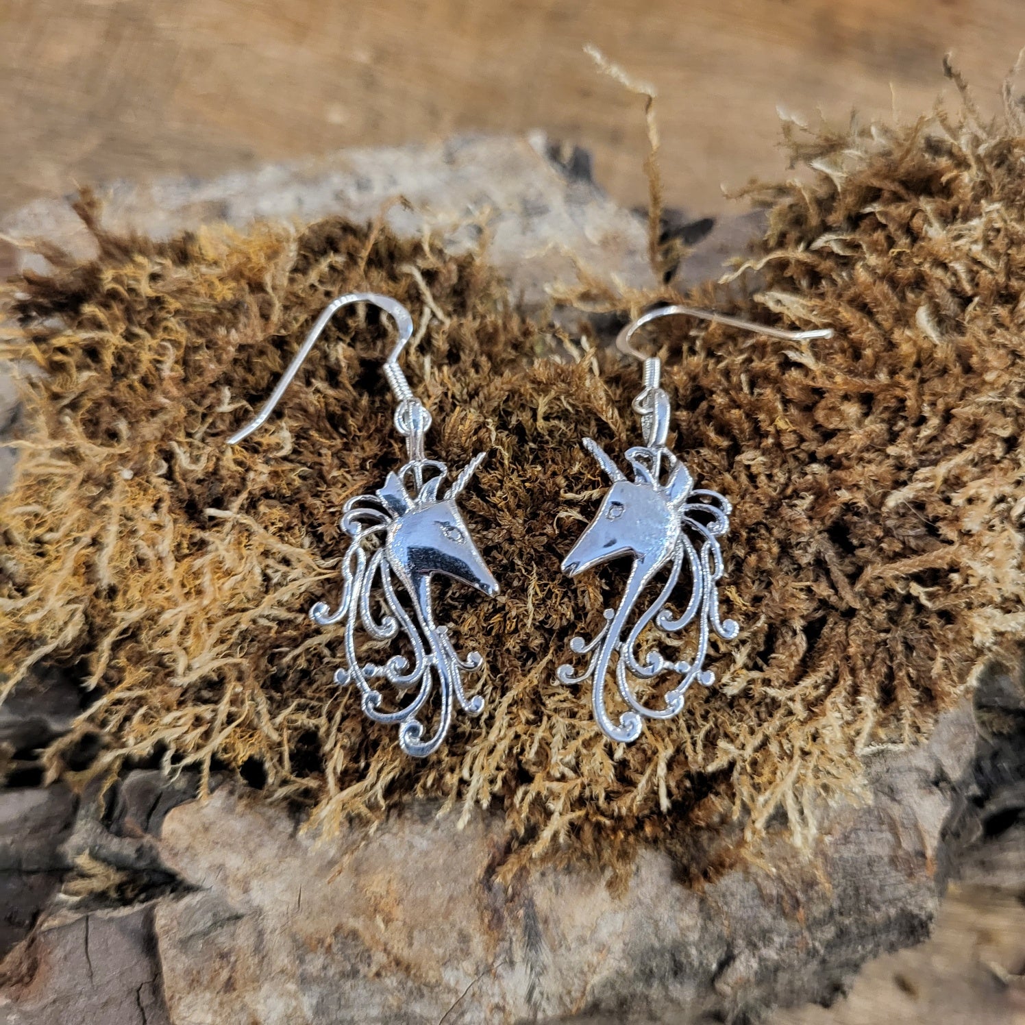 Silver Unicorn Earrings