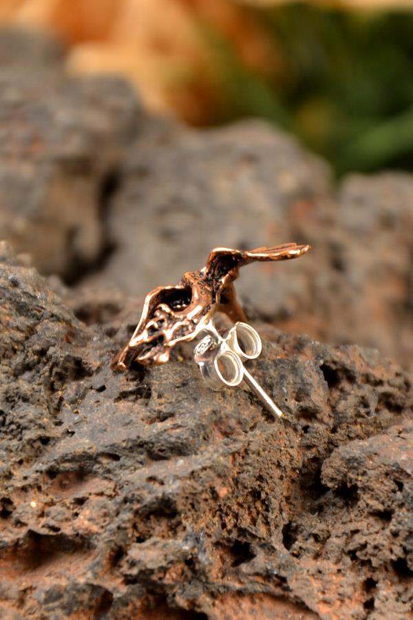 Fantasy Dragon Bronze Stud Earrings
