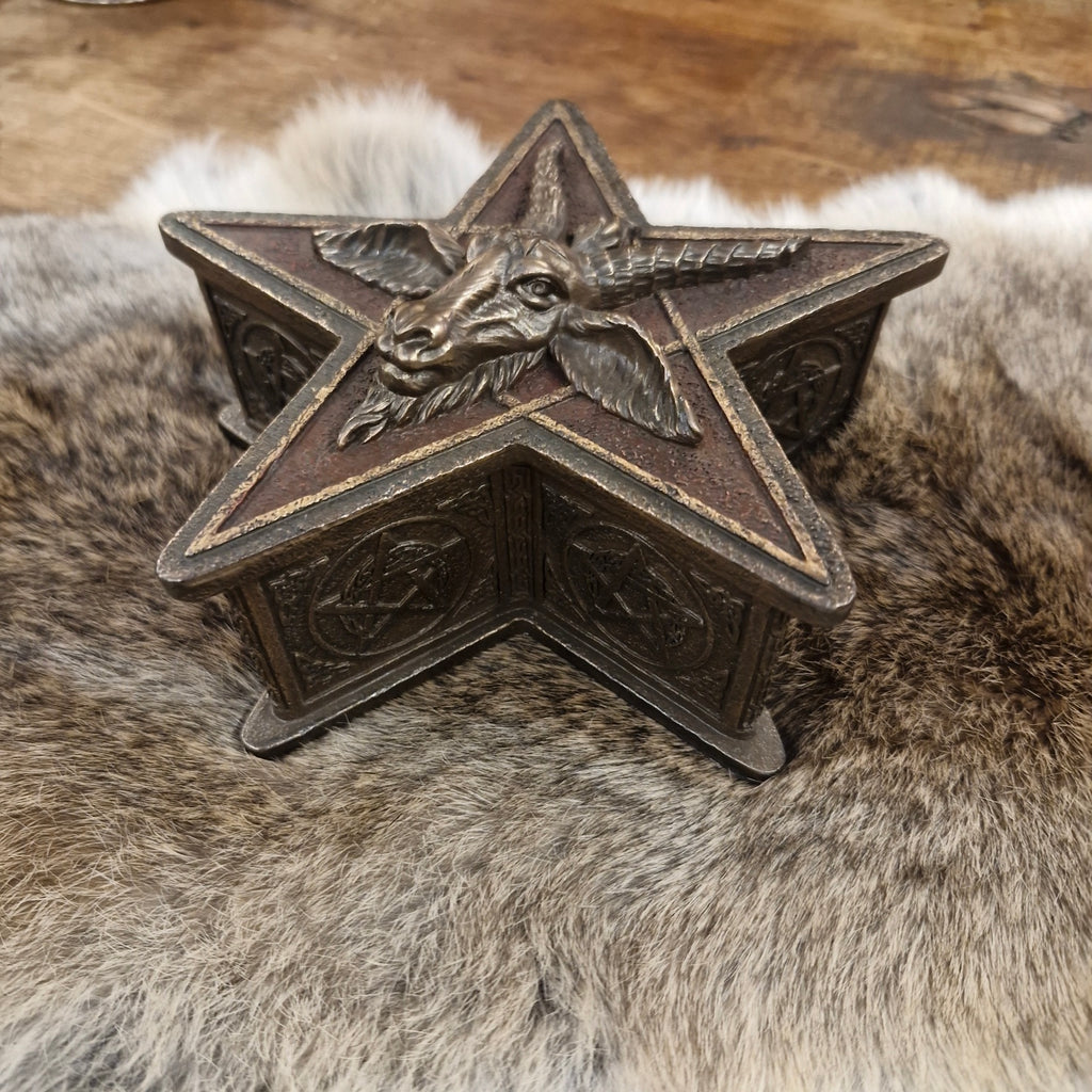 Gothic Baphomet Pentagram Box - bronzed