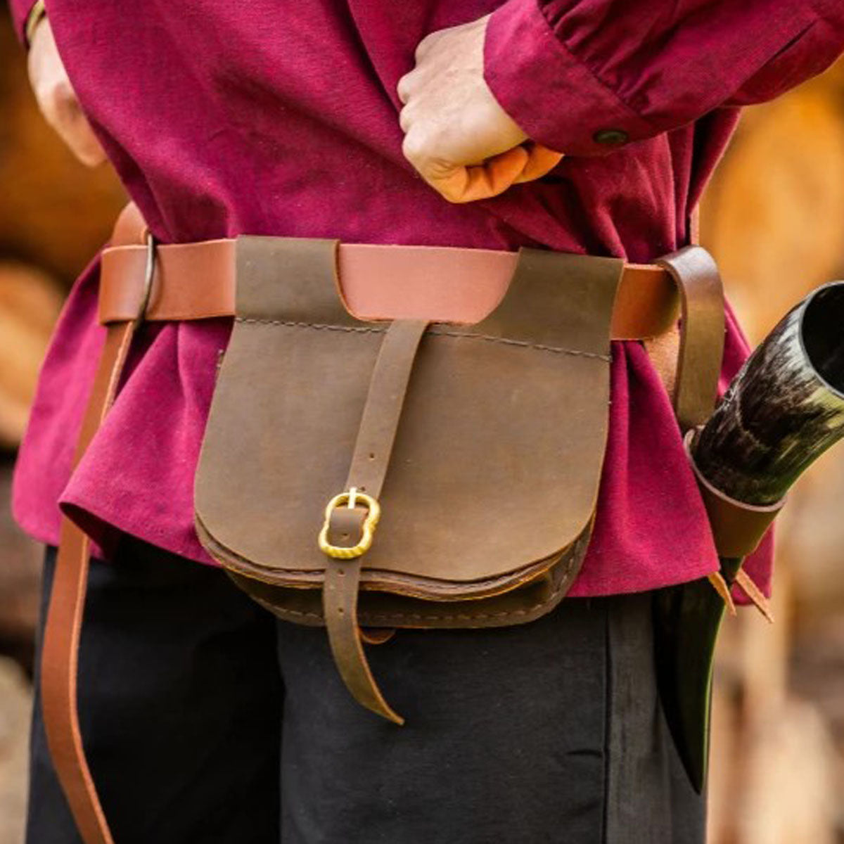 Spätmittelalter Gürteltasche aus Leder