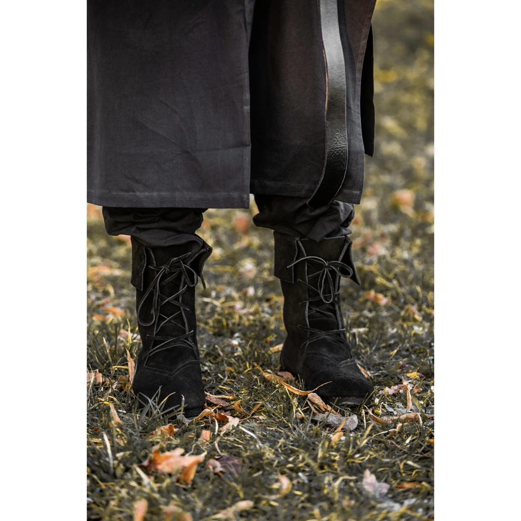Spätmittelalter Halbstiefel mit Stulpe aus Veloursleder