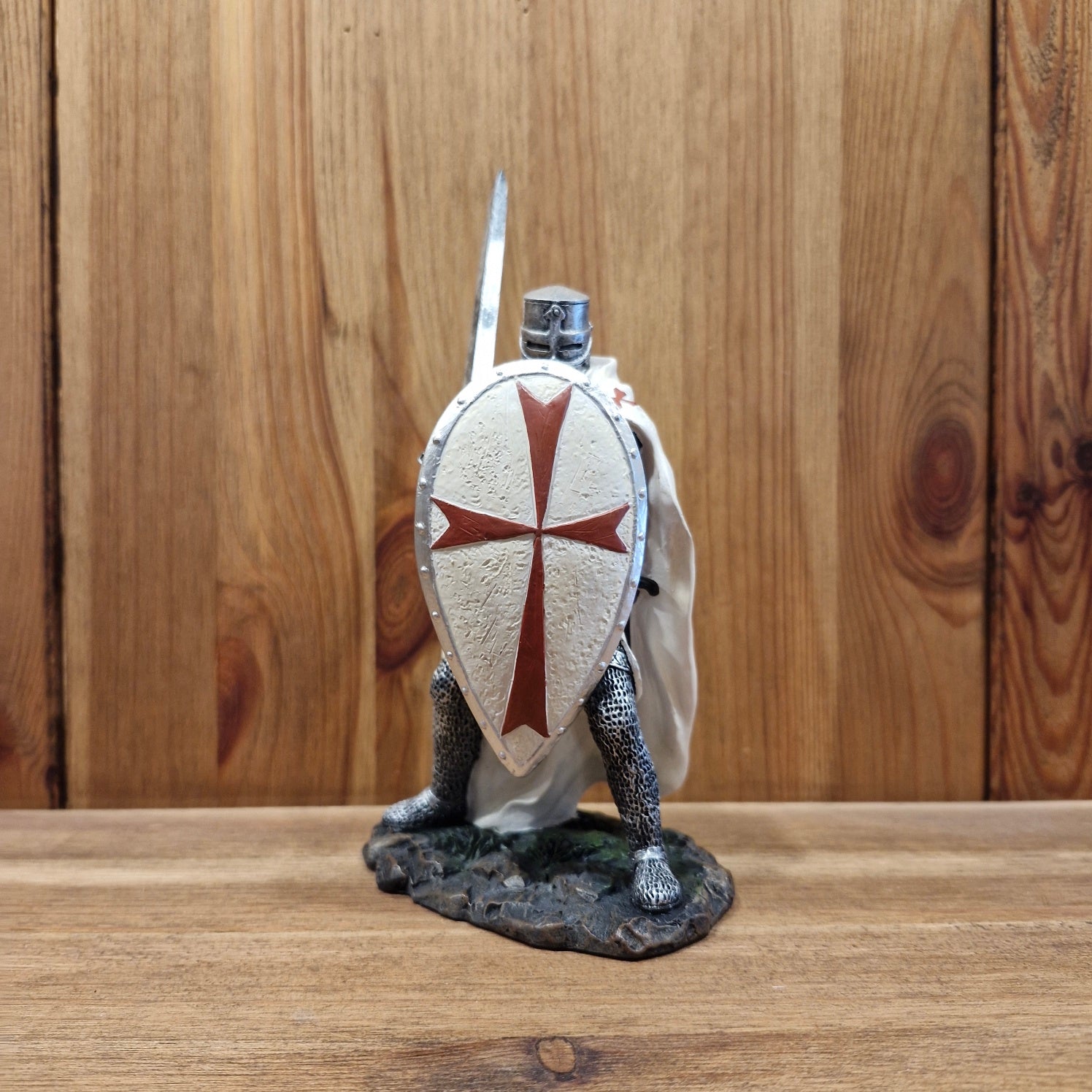Templar in battle with sword and shield - hand-painted