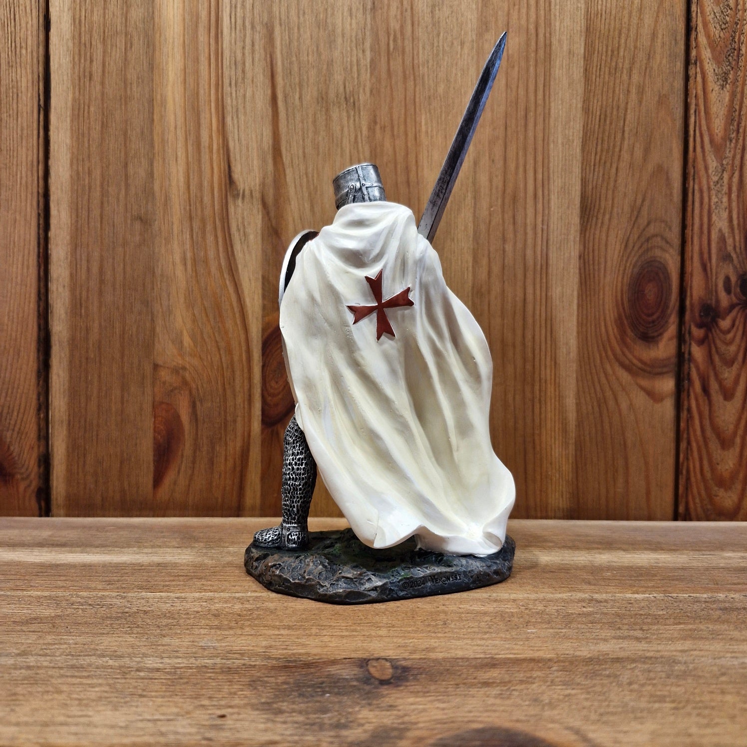 Templar in battle with sword and shield - hand-painted