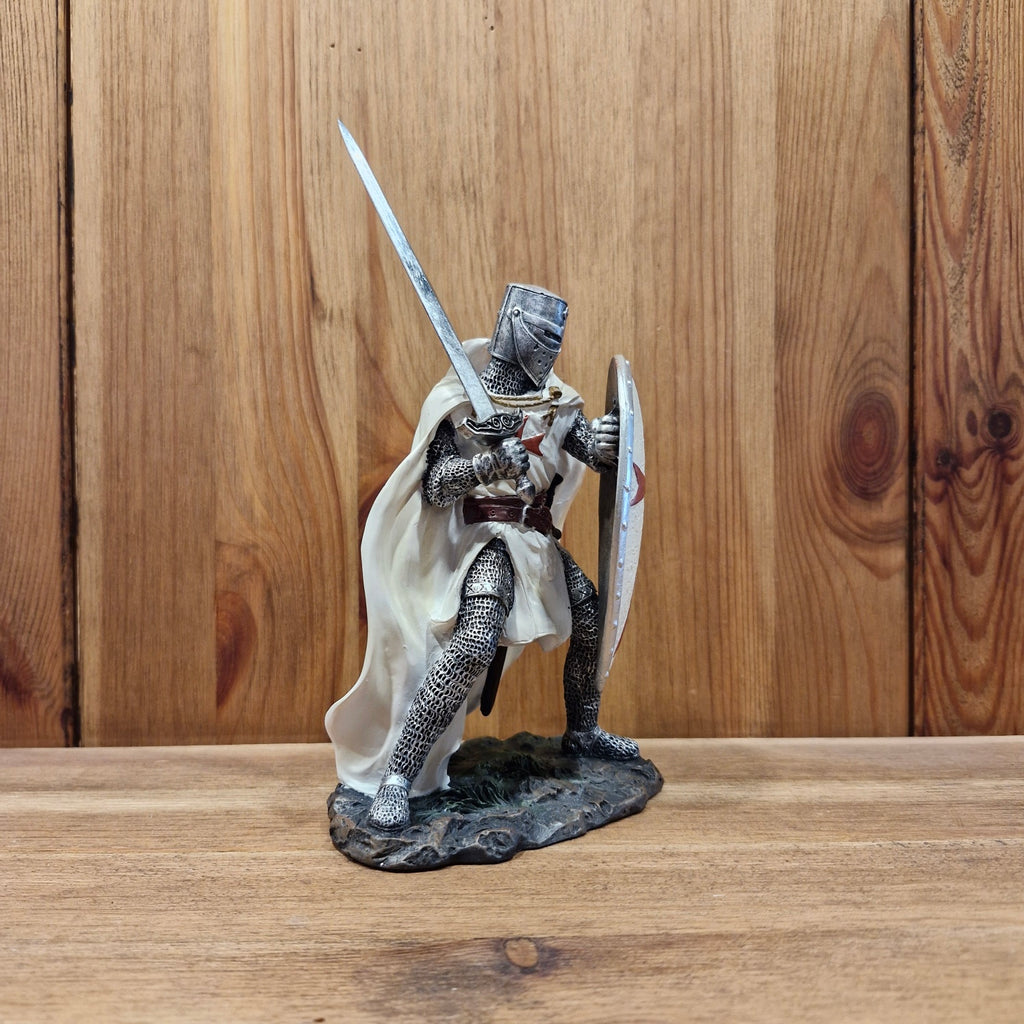 Templar in battle with sword and shield - hand-painted
