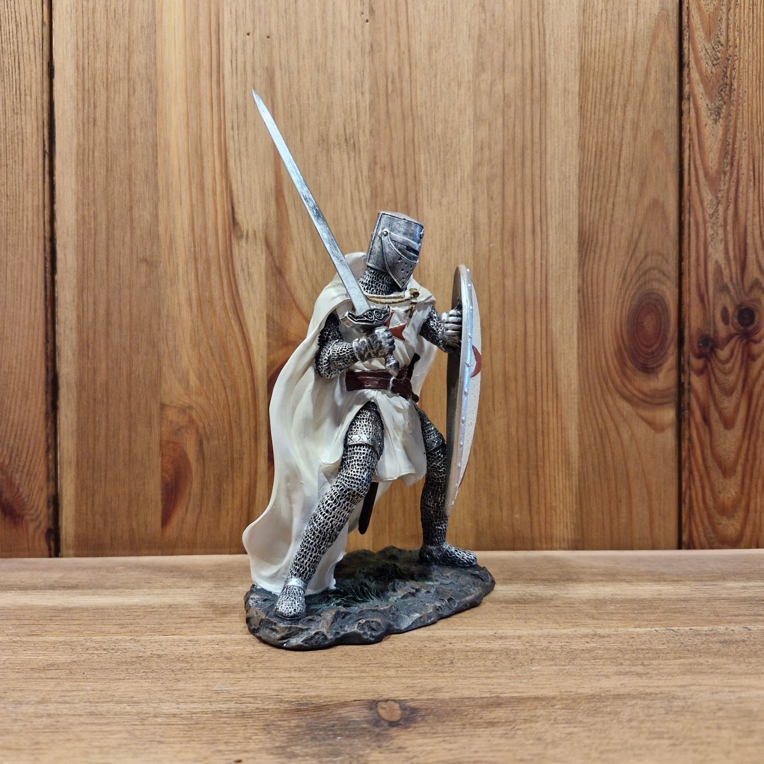 Templar in battle with sword and shield - hand-painted