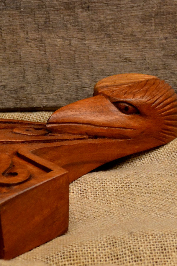 Wooden Thor's Hammer Raven Head Wall Decoration - Hand Carved