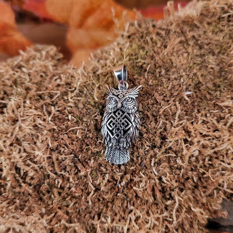 Wicca Amulett Kelten Eule aus Silber