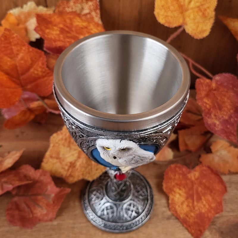 Wicca Kelch Weise Eule - handbemalt