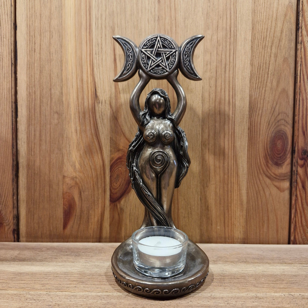Wicca Teelichthalter - Hekate mit Triple Moon