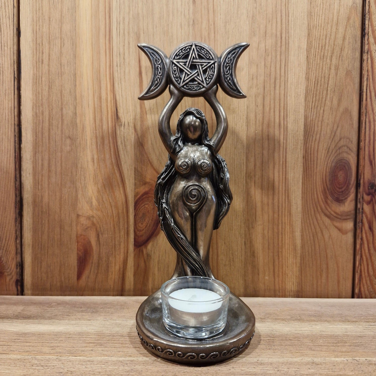 Wicca Teelichthalter - Hekate mit Triple Moon